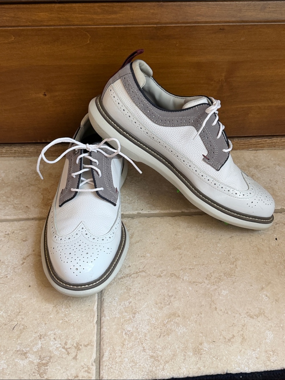 FootJoy by Todd Snyder White and Gray Wingtip Golf Shoes